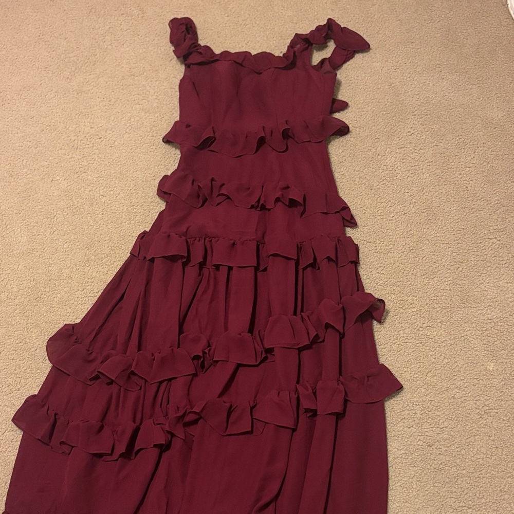 Elegant Burgundy Ruffle Dress